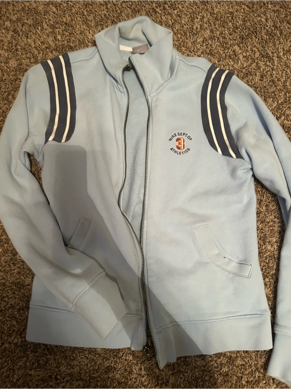 Vintage Nike Light Blue Full-Zip Track Jacket with White Trim